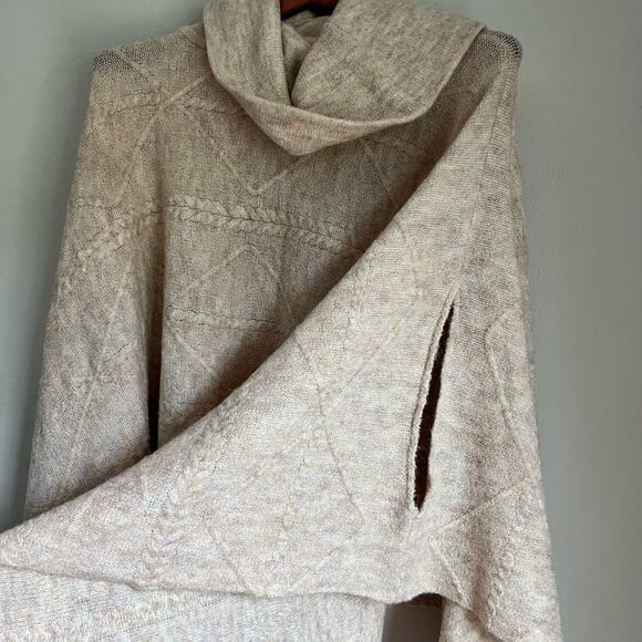 Women's Cowl Turtleneck Oversized Poncho Sweater One Size, World Market, Cream - Picture 6 of 12